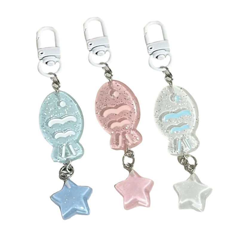 Cute Sweet Little Fish Keychain Cartoon Resin Keyring Lovely Bag Pendant Earphone Case Hanging Decoration