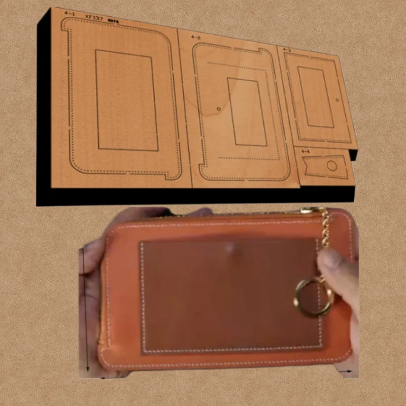 XF137 Wooden Die, Zippered Clutch Wallet Cutting Mould, Leather Craft Punch & Cutting Tool