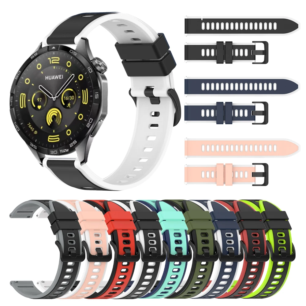 20MM 22MM Soft Silicone Two-Tone Strap for Huawei GT4 46mm GT3 SE GT2 Pro GT Runner Band WATCH 4 3 Pro New Smart Watch Bracelet