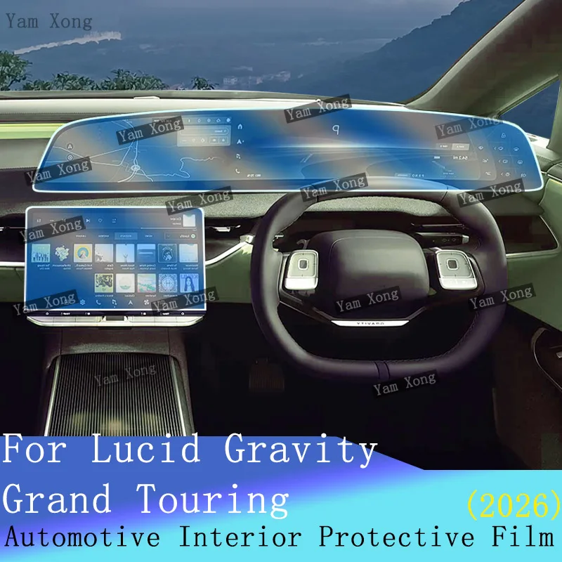 Car Gearbox Panel Transparent Sticker Interior Kit Protective For Lucid Gravity Grand Touring LED Navigation Screen Scratch Film