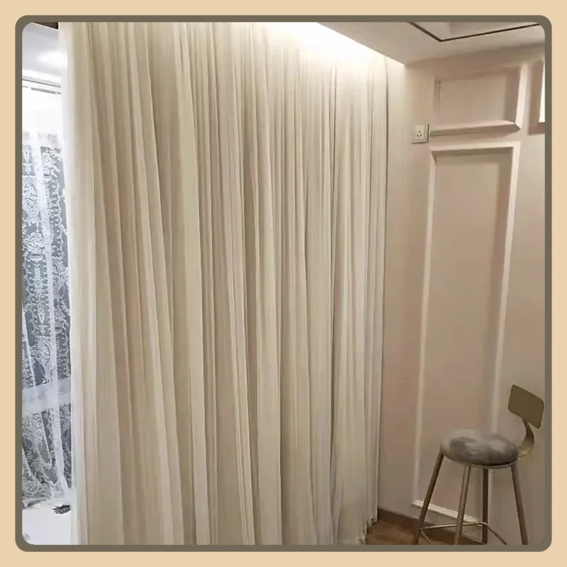 

Double-layer Celebrity Nordic Cloth Gauze Fantasy Pleated Curtain Finished Modern Simple Fabric Bedroom Living Room Decor Modern