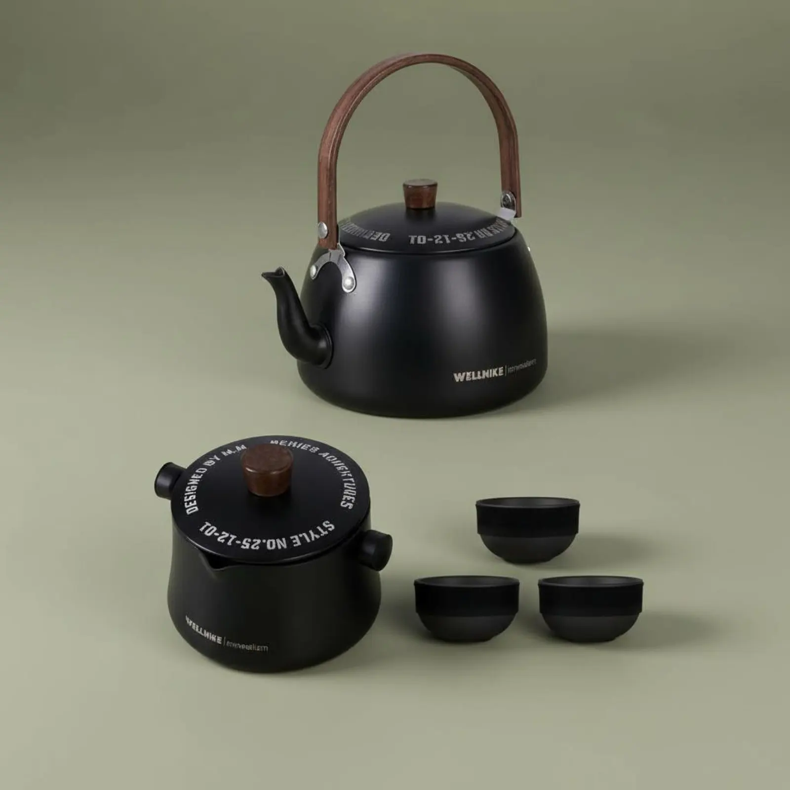 

Outdoor Tea Making Kit With Strainer Camping Tea Kettle Set Lightweight Wood Handle for Hikers