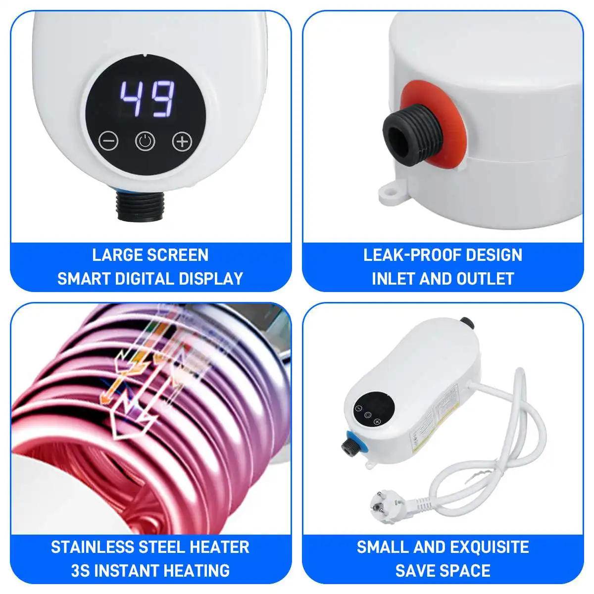 220V 5500W Instant Heating Electric Hot Kitchen Electric Faucet Water Heater Hot Water System Shower Head Tap Bathroom kitchen