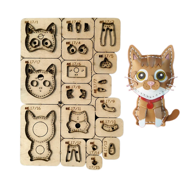Orange Cat No. 2 pendant bag keychain pendant cutting mold, leather cutting tools, Japanese steel knife wooden mold tools