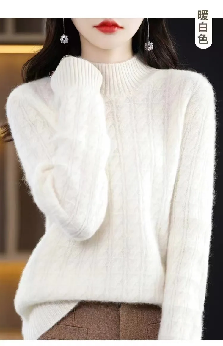 Woman Clothes New Knitting Pollovers Top Half Turtleneck Knitwear Women's Sweater Elegant Winter Jumper Ladies Pull Blouse