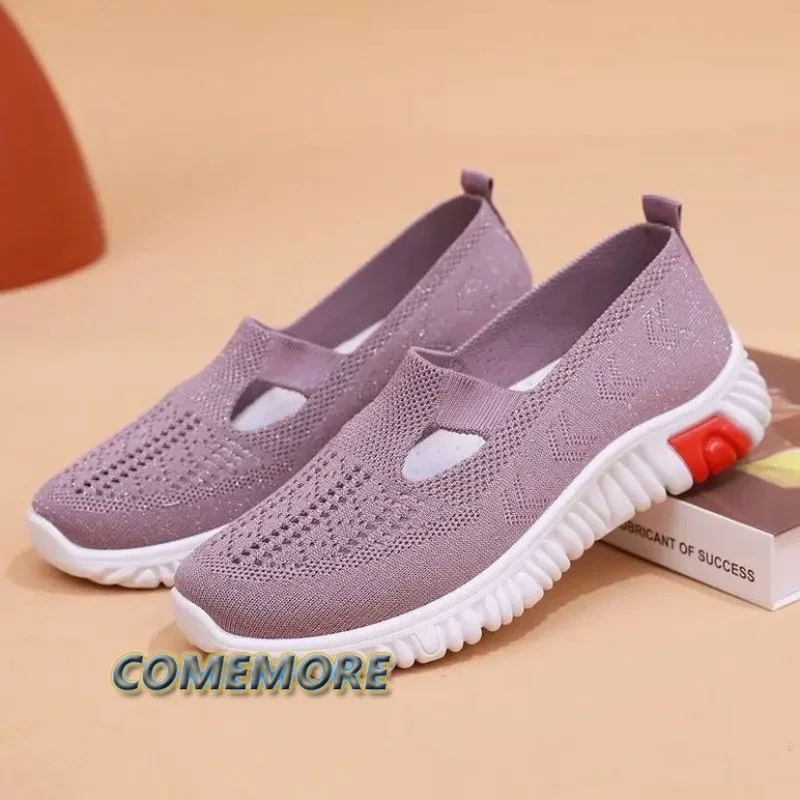 2024 Summer Sneakers Women\'s Casual Shoes Mesh Soft Loafers Bottom Shoes Mom Light Comfortable Footwear Flat Woman Shoes Slip-On