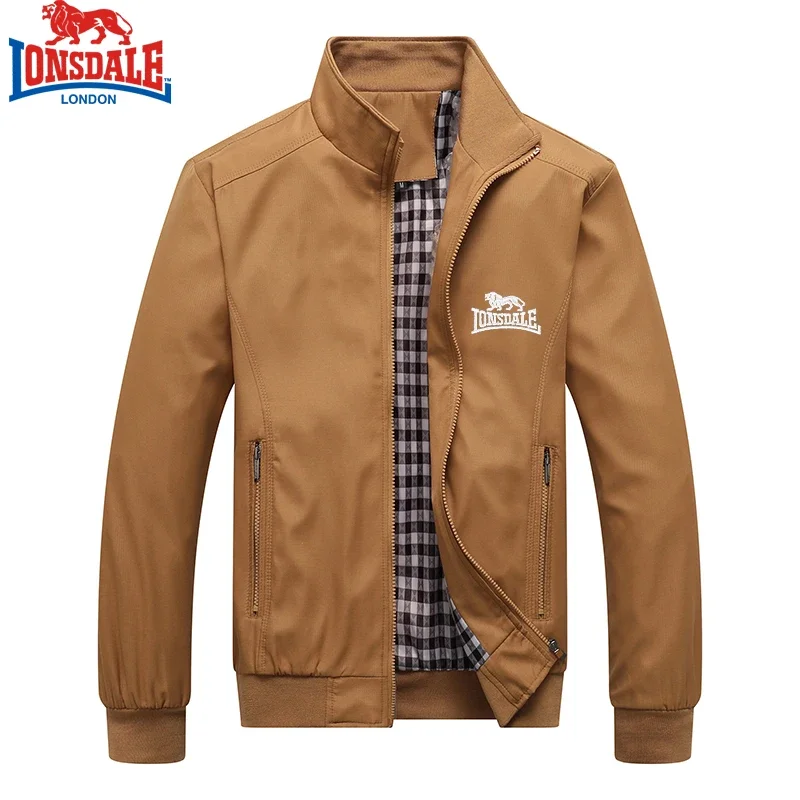 Işlemeli LONSDALE İlkbahar ve Sonbahar Rahat Düz Renk Moda Slim Fit Bomba Ceket Ceket Beyzbol Ceket erkek Ceket M-6XL