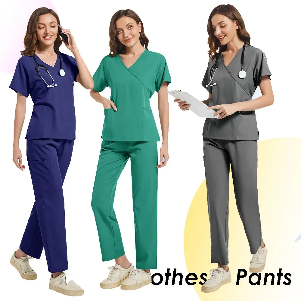 

Fashionable Scrub Designs Women Jogger Clinic Nurse Uniforms Medical Dentistry Nursing Scrubs Sets Hospital spa uniforms women