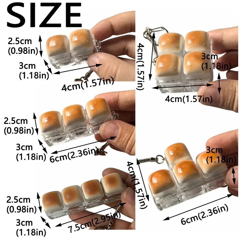 Creative Keyboard Keychain Toy Cute Portable Fidget Keycap Keychain Caramel Bread Design Durable Keyboard Button Keyring