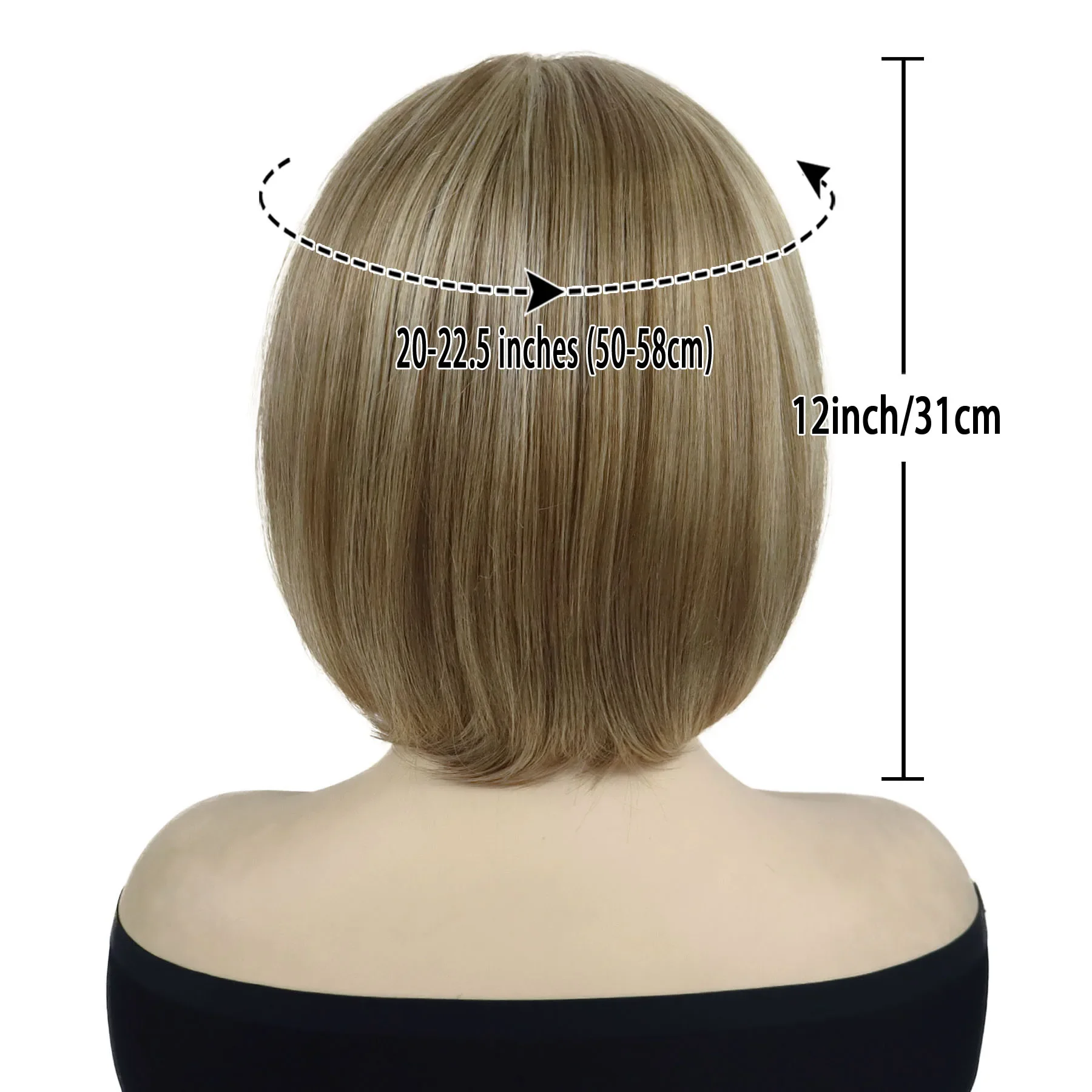 Synthetic Mixed Blonde Wigs for Women Short Haircuts The Bobs Wig with Bangs Natural Hairstyles Mom Wig Gift Costume Daily Party