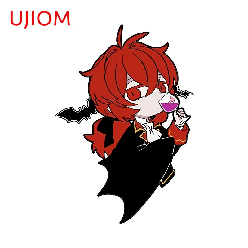 UJIOM 13cm × 9.1cm Halloween Diluc Genshin Impact Wall Sticker Cute Game Character Decals Cool Festival Bedroom Decor Aesthetic