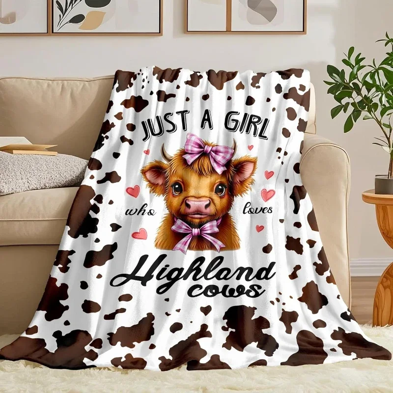 

Girl Who Loves Highland Cow Blanket Soft Flannel Throw for Couch Bed Sofa Perfect Gift for Animal Lovers Kids Home Decor