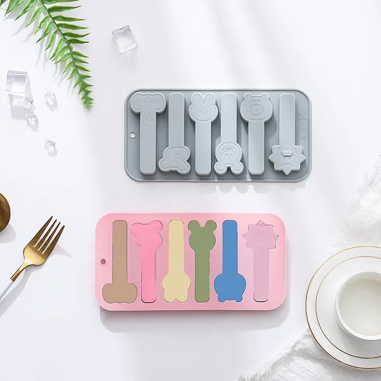 Silicone Molar Sticks, 6 Different Animal Heads, Long Molar Sticks, Cake, Chocolate, Baking Accessories