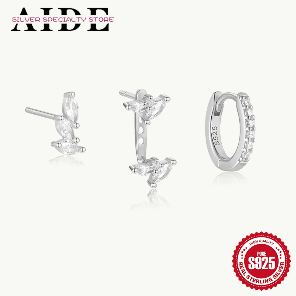 

AIDE 925 Sterling Silver Classic Geometry Horse Eye Zircon Earring For Women Minimalist Surprise your Family with Birthday Gifts