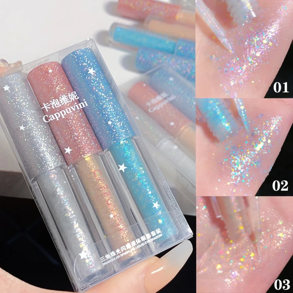 8 Colors Glitter Liquid Eyeshadow Highlighter Waterproof Pearlescent Shiny Eye Shadow Sequin Eye Cosmetics Korean Makeup