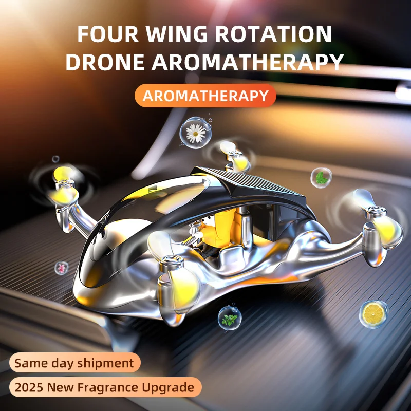 

Smart Solar Drone Car Air Freshener - 360° Rotating Auto Fragrance Diffuser with Flying Motion Effect