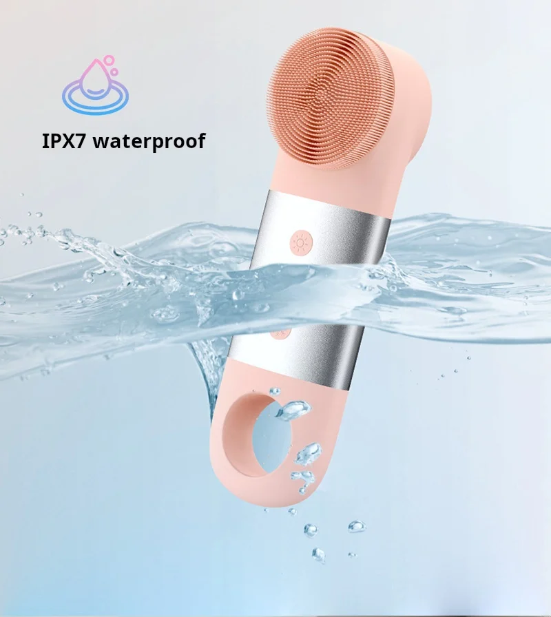 New silicone facial cleanser with red and blue light vibration, cold and hot compress, electric massage and beauty introduction