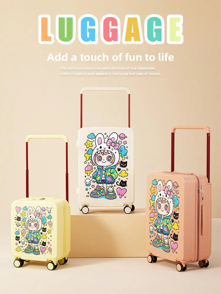 

Large Capaci Cartoon Dopane Lage Bag Women's 24 Inch Student Carry-On Suitcase fiti Painted 20 Inch Password Boar...