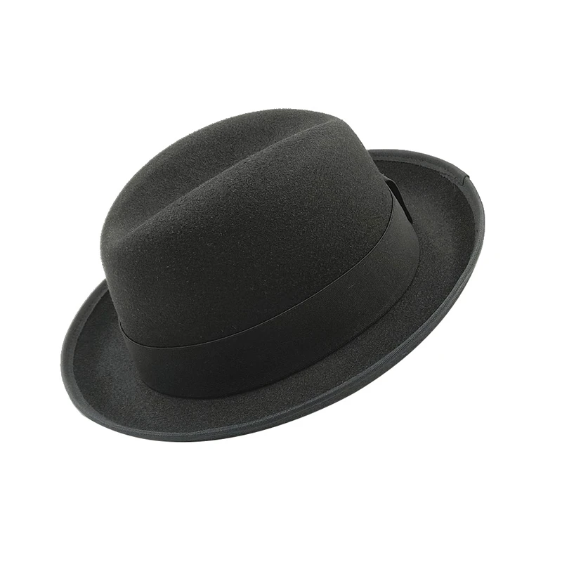 2023 Casual Fashion Classic Gentleman Autumn Winter Short Brim Felt Fedora Hat Men Elegant Solid Color Panama Vintage Top Hat