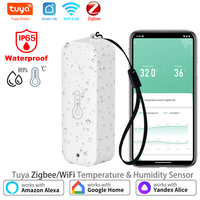 Tuya Zigbee/WiFi Outdoor Temperature Humidity Sensor Thermometer Smart Life Work Google Assistant ,IP65 Waterproof+Hanging Rope