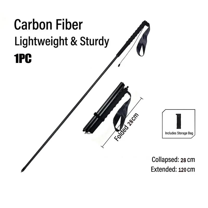 1pce brand new 3K threaded carbon fiber hiking stick, black ultra-light carbon walking stick, suitable for cross-country hiking