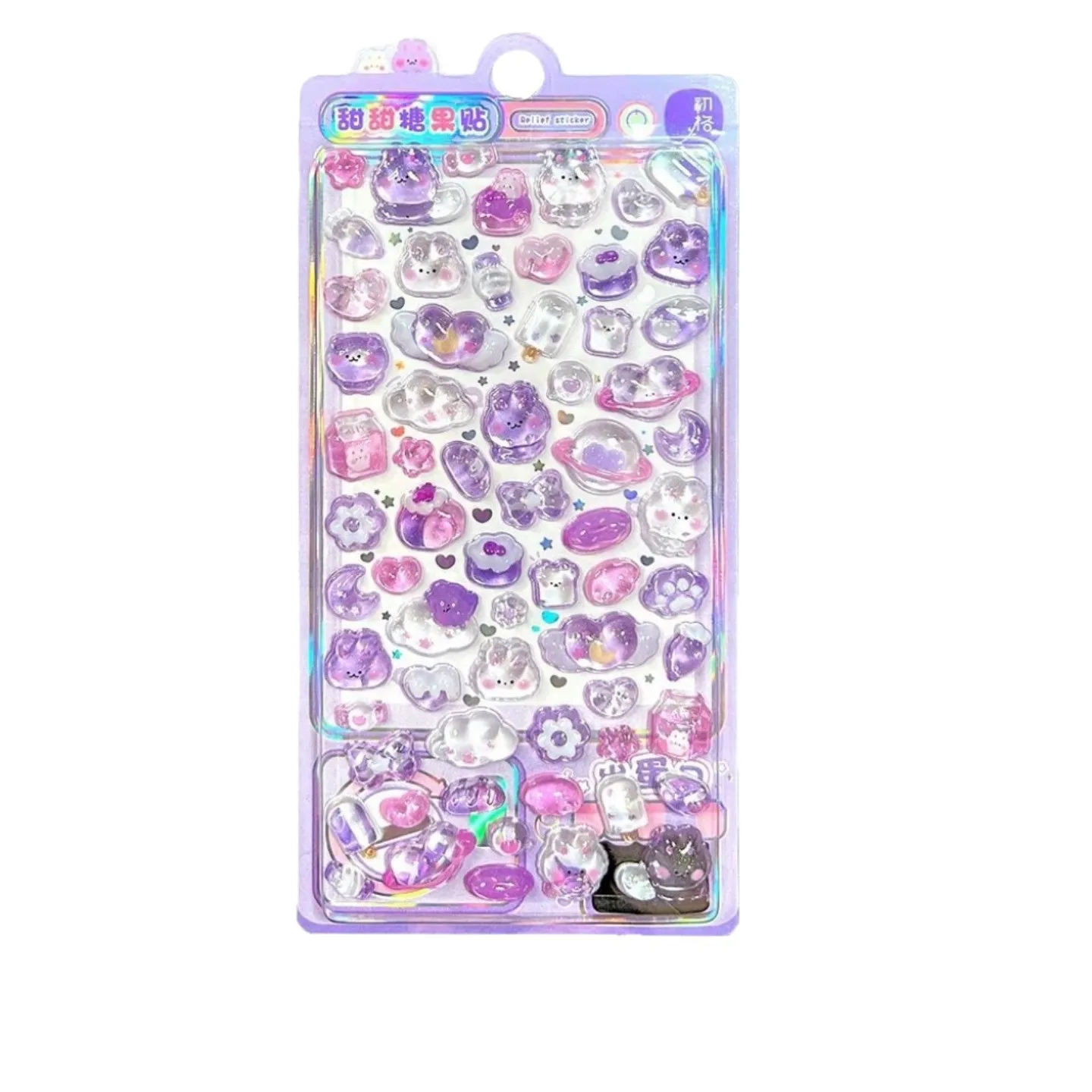 Sweet Candy Gradient Dumpling Animal 3D Crystal Resin Bubble Stickers, Transparent Jelly Texture, Soft Cute Cartoon Images, Guka Gupan DIY Materials, Girly Ins Style Journal Decoration Stickers; Can Be Used to Decorate Water Bottles, Phone Cases, Luggage, Stationery, Children's Reward Cute 3D Stickers, Random Designs view 5