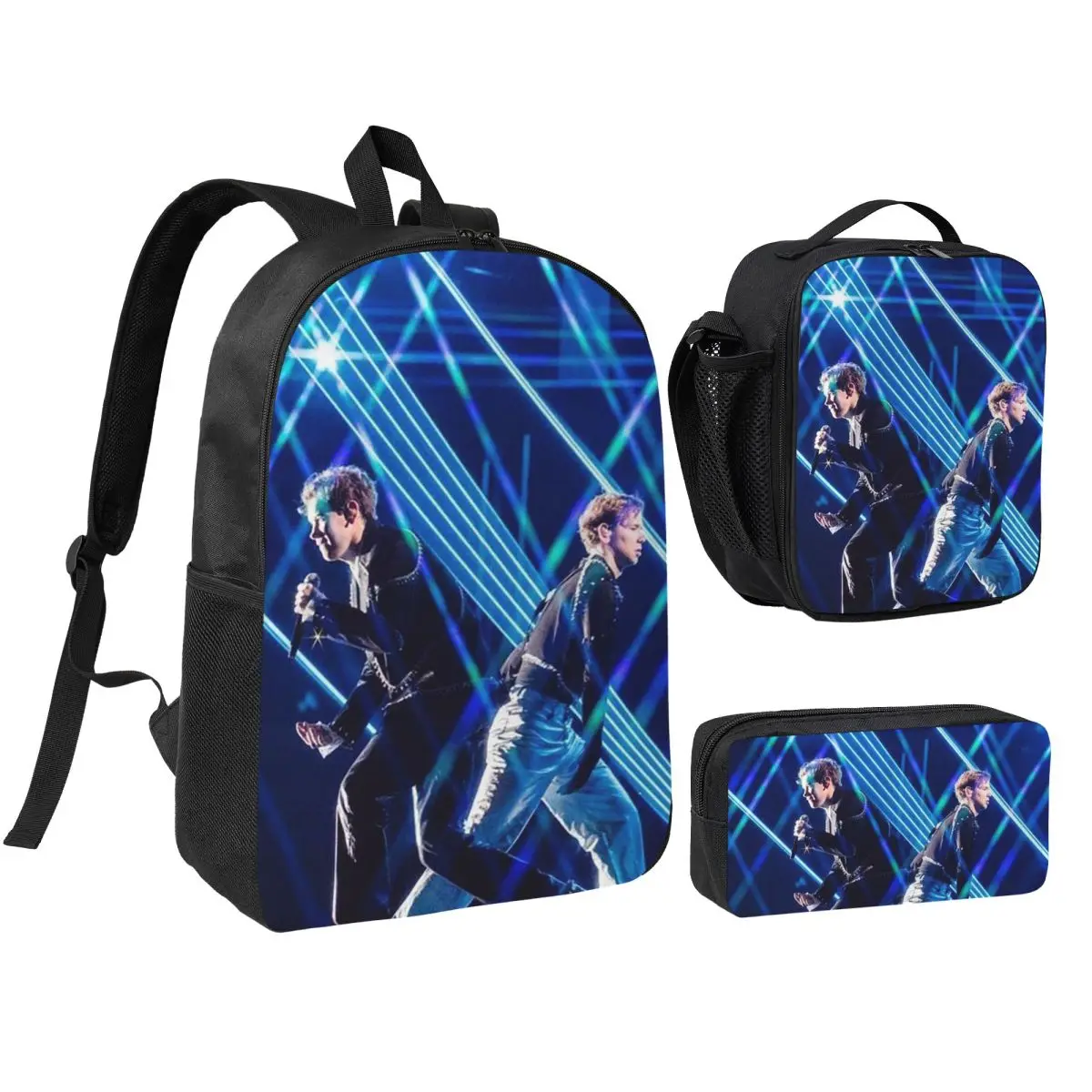 

Marcus And Martinus Sweden Norway Eurovision Backpack BookBag School Bag Shoulder Bags 3ps Insulated Lunch Bag Pencil Case
