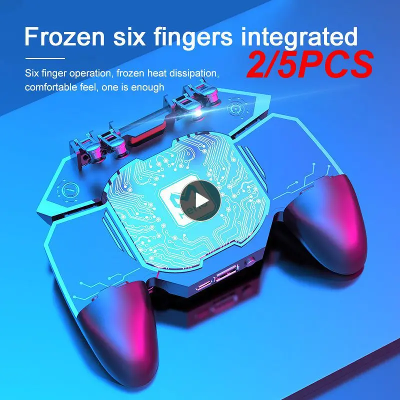 

2/5PCS Mobile Phone Cooler Fan Game Controller Grip For PUBG Metal 6 Finger Trigger Joystick DL88 Gamepad For IOS Android Mobile