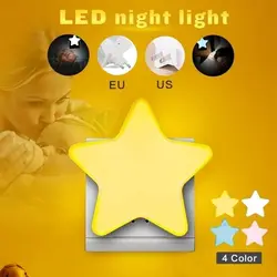 Led Night Light Mini Cute Stars 110V 220V Stairs EU US Plug Sensor Switch Bedroom Closet Lighting Bedside Lamp For Book Reading