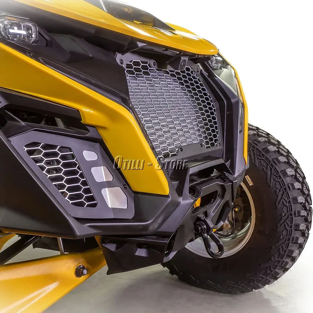 新型UTVアクセサリー MAVERICK R マベリックR フロントグリルカバー バンパーメッシュグリルセット Can-Am MAVERICK R 2024 2025用