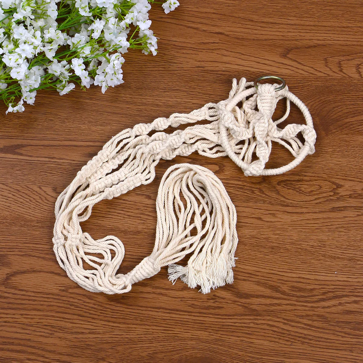 

Hand-Knitted Cotton Flowerpot Net Bag Attractive Design Durable Safe Space-Saving Indoor Outdoor Use Easy Installation Cozy Home