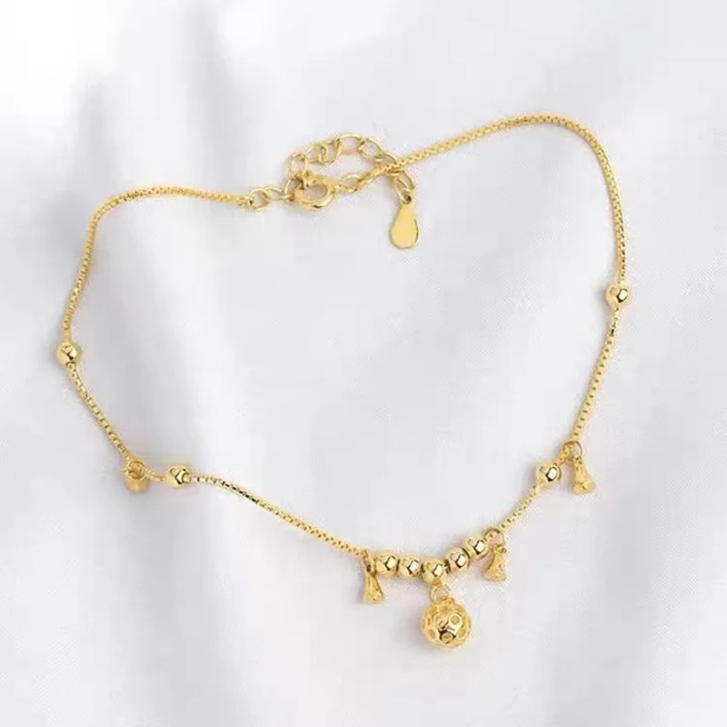 

HESHI Bead String and Hollowed Out Small Ball Pendant, Exquisite Ankle Chain for Women Luxury Gracious