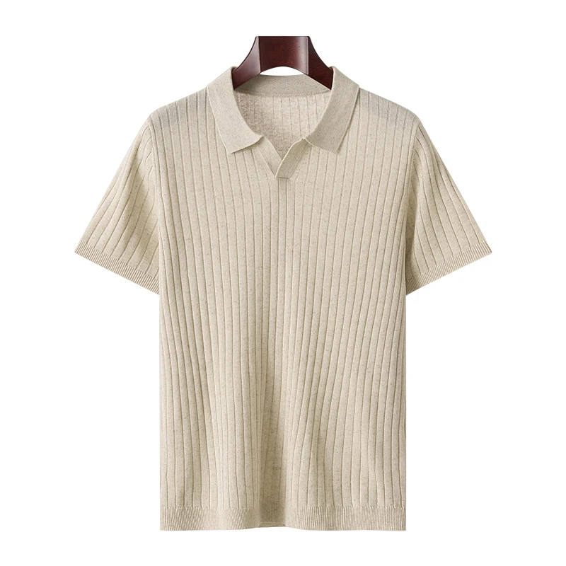 Herenshirt, dun, korte mouwen, gebreid poloshirt, zomer 2026, nieuw model, revers, casual T-shirt, comfortabel, ademend, modieus - afbeelding 2