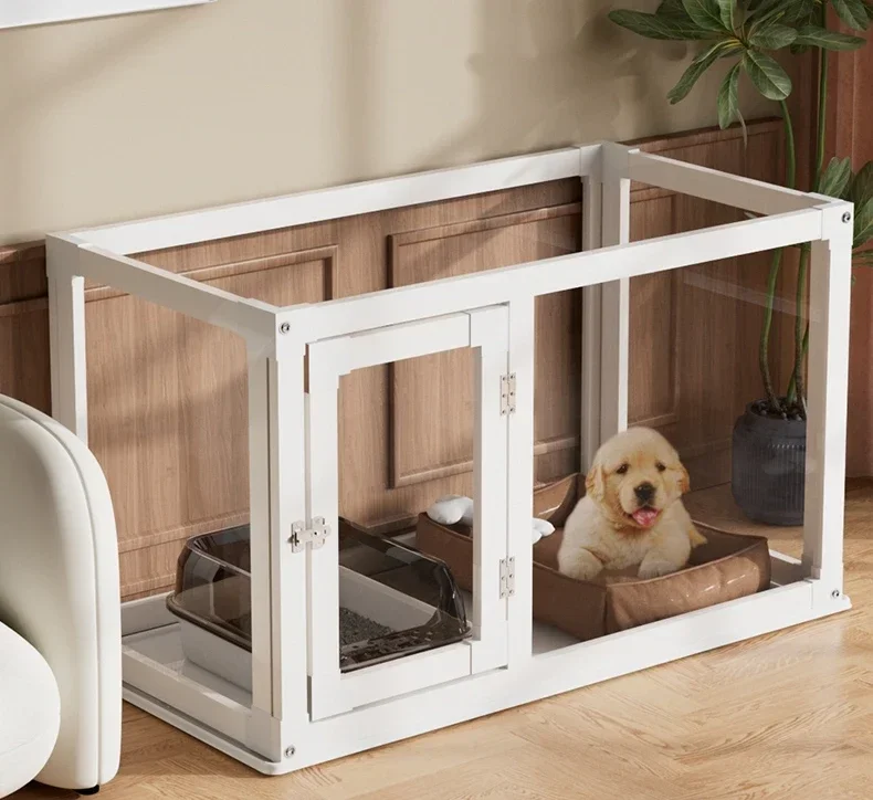 Panoramic transparent dog cage household small and medium-sized dog teddy pet dog fence visual cat cage