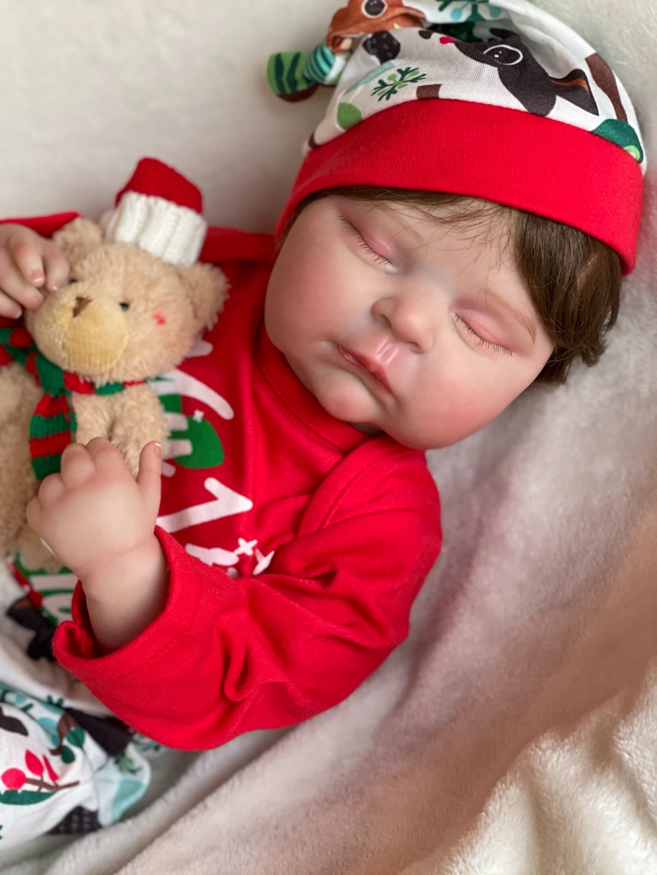 18 Inch Peaches Christmas Reborn Doll Baby With Handmade Rooted Hair full body Soft Silicone Girls