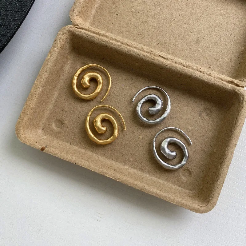 Swirling spiral hoop earrings for women minimalist simple earrings minimalist simple jewelry new in 2025