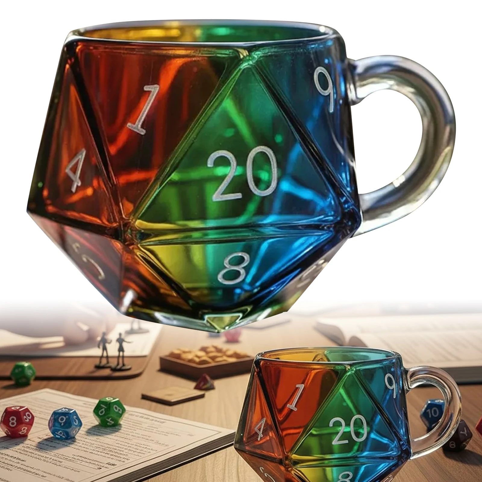 Original Breakfast Cups Elegant Dice Mug Polyhedral Dice Coffee Cup for Hot Cold Tea Milk Coffee