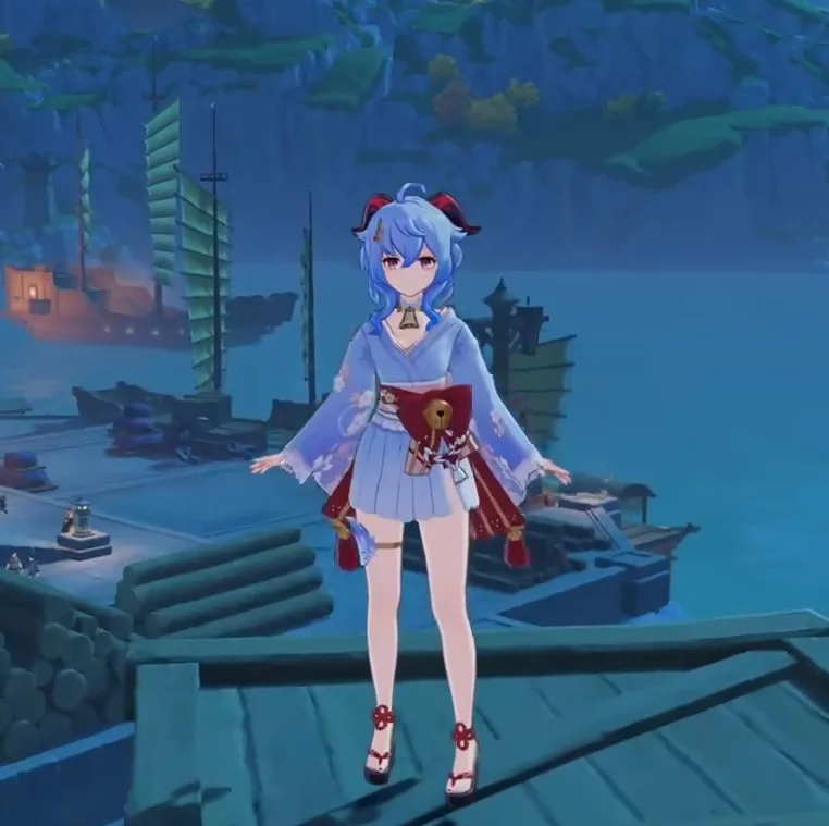 Ganyu's New Skin Cosplay Wig Blue Gradient Realistic Scalp Comic Convention