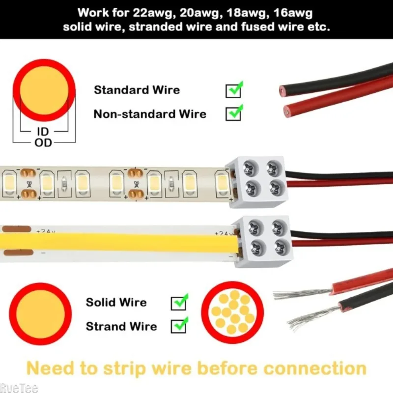 Led Light Strip Connectors 8mm Sturdy Led Connector User Friendly Connecting Versatile Led Strip Light Connectors Tool Parts