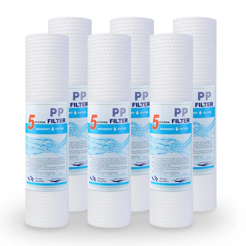 

6 Pack of 5 Micron 10" Sediment Water Filter Replacement Cartridge for Any Standard RO Unit | Whole House Sediment Filtration