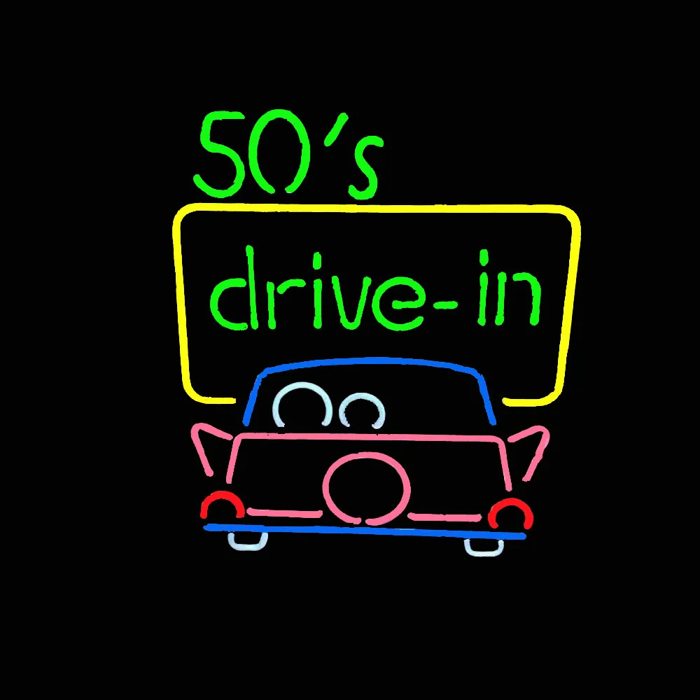 50s Drive In Dinner Neon Light Sign Custom Handmade Real Glass Tube Restaurant Advertise Room Decoration Display Lamp 15"X19"