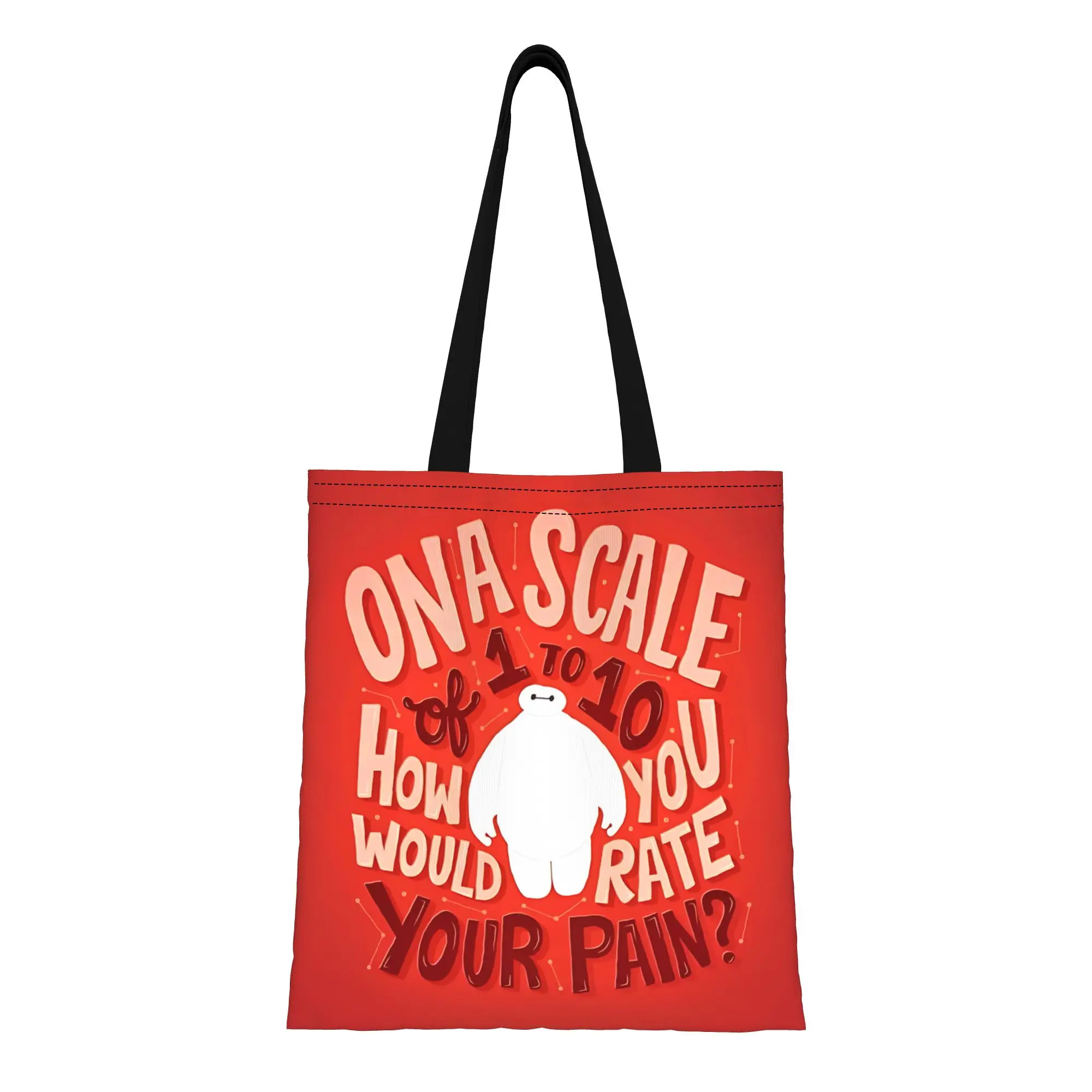 

1 шт., многоразовая двусторонняя холщовая сумка-тоут с изображением героев Диснея ко Дню святого Валентина, большая сумка через плечо с изображением робота Бэймакса из мультфильма «Герои 6»