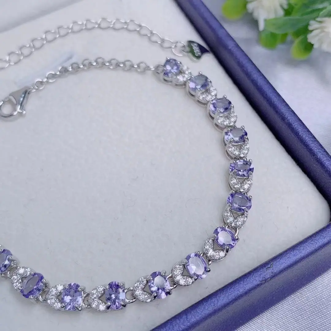 Best Seller braccialetto di lusso gioielli per donna con pietra preziosa naturale Tanzanite 3*4mm per banchetto di festa incontri regalo di nozze