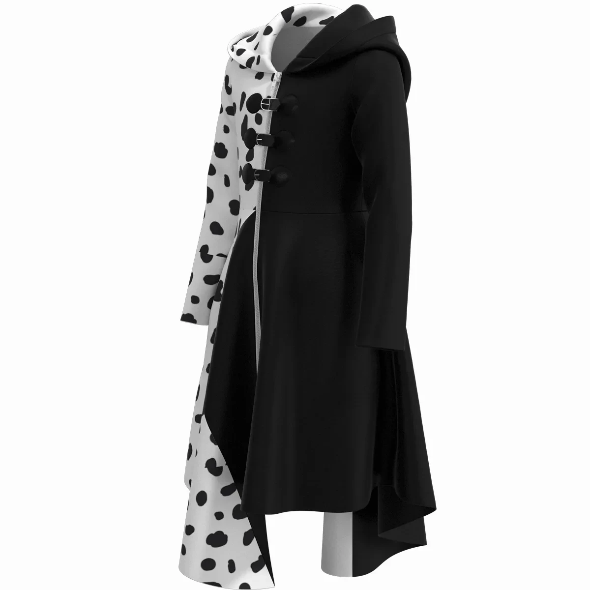 Disfraz De Cruella para mujer adulta, traje De Cosplay con capa y guantes para Halloween, Carnaval