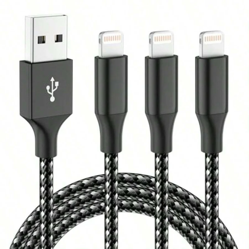 شاحن معتمد 3 عبوات 5 أقدام كابل لايتنينج طويل شحن سريع عالي السرعة مزامنة البيانات كابل USB متوافق مع Apple 14/13/12/11 Pro M #1