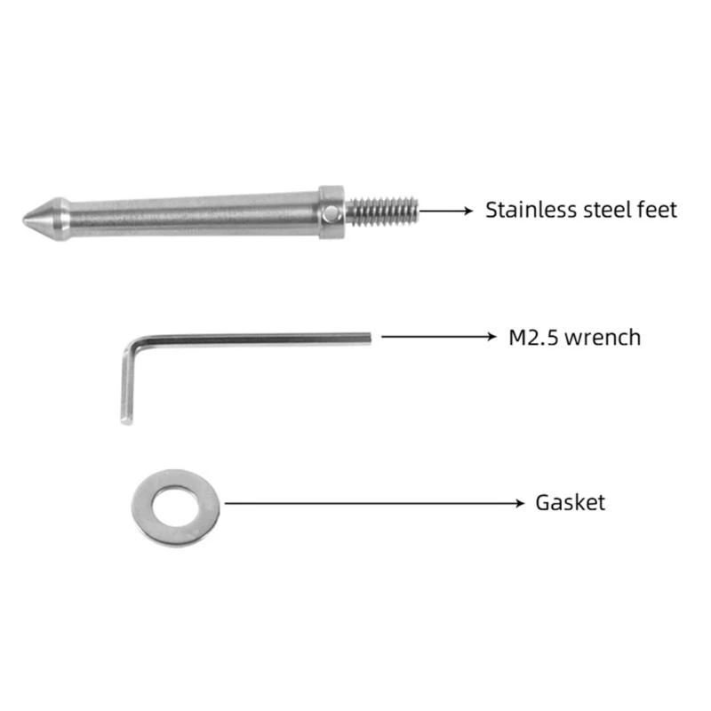 F62C Tripod Foot 1/4 3/8 Inch Screw Stainless Steel Ground Monopod Spikes Mount 80mm 120mm with Wrench Gasket