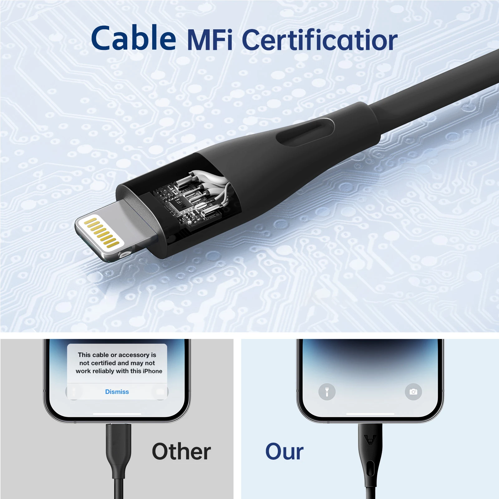 

[MFi Certified] Coiled Lightning Cable for iPhone – 3 ft 2.4A Fast Charging Retractable USB Cord for CarPlay & Travel (Black)