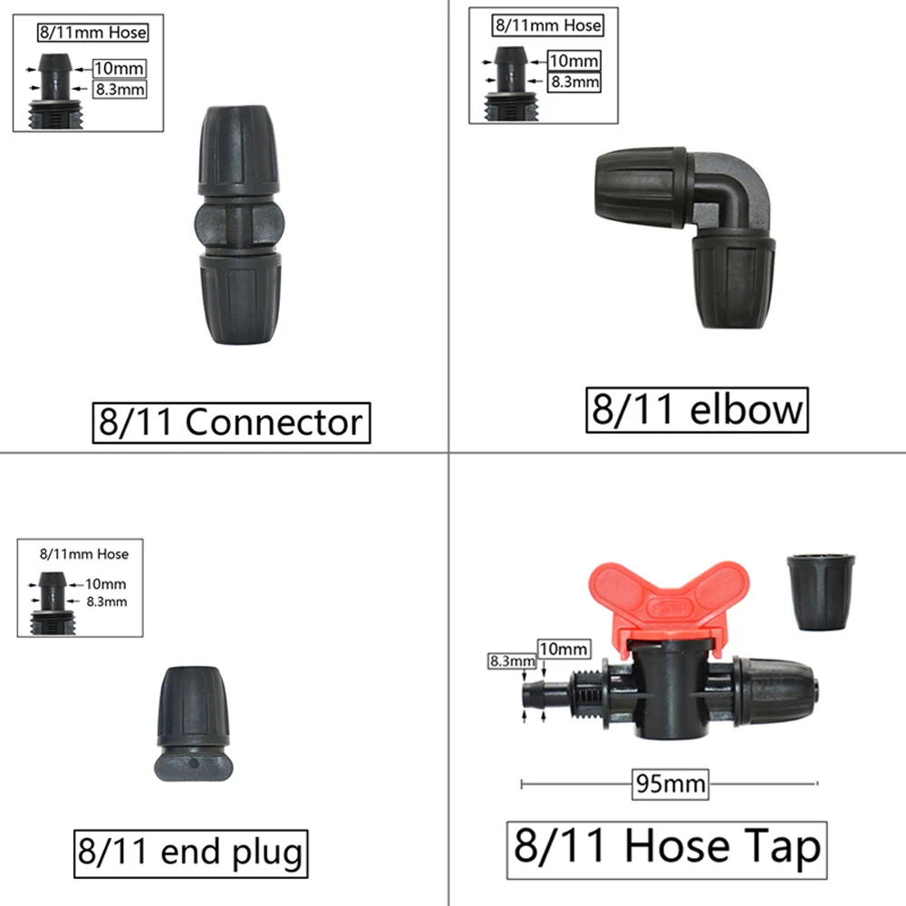 3/8 ogrodowe x 1/4 cale złącze króciec do węża reduktor nakrętka zabezpieczająca rozdzielacz wody Tee łokieć wtyk końcowy System nawadniania
