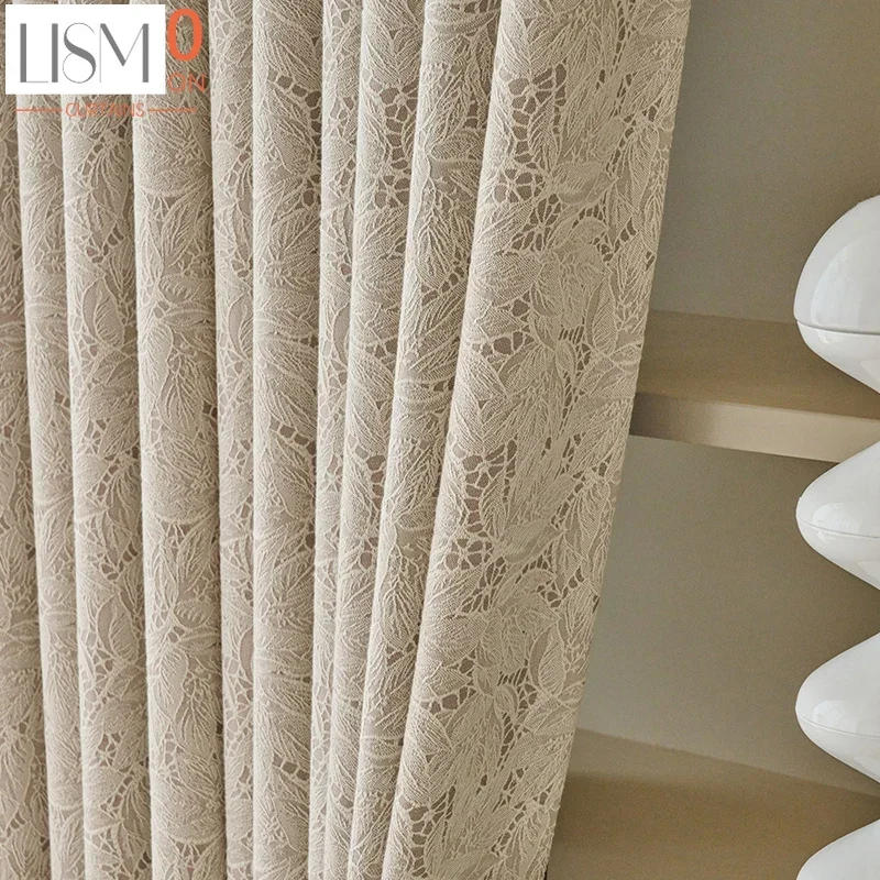 Lace Jacquard Blackout Curtains For Bedroom Living Room Balcony French Window Thermal Insulation Customized Finished Product