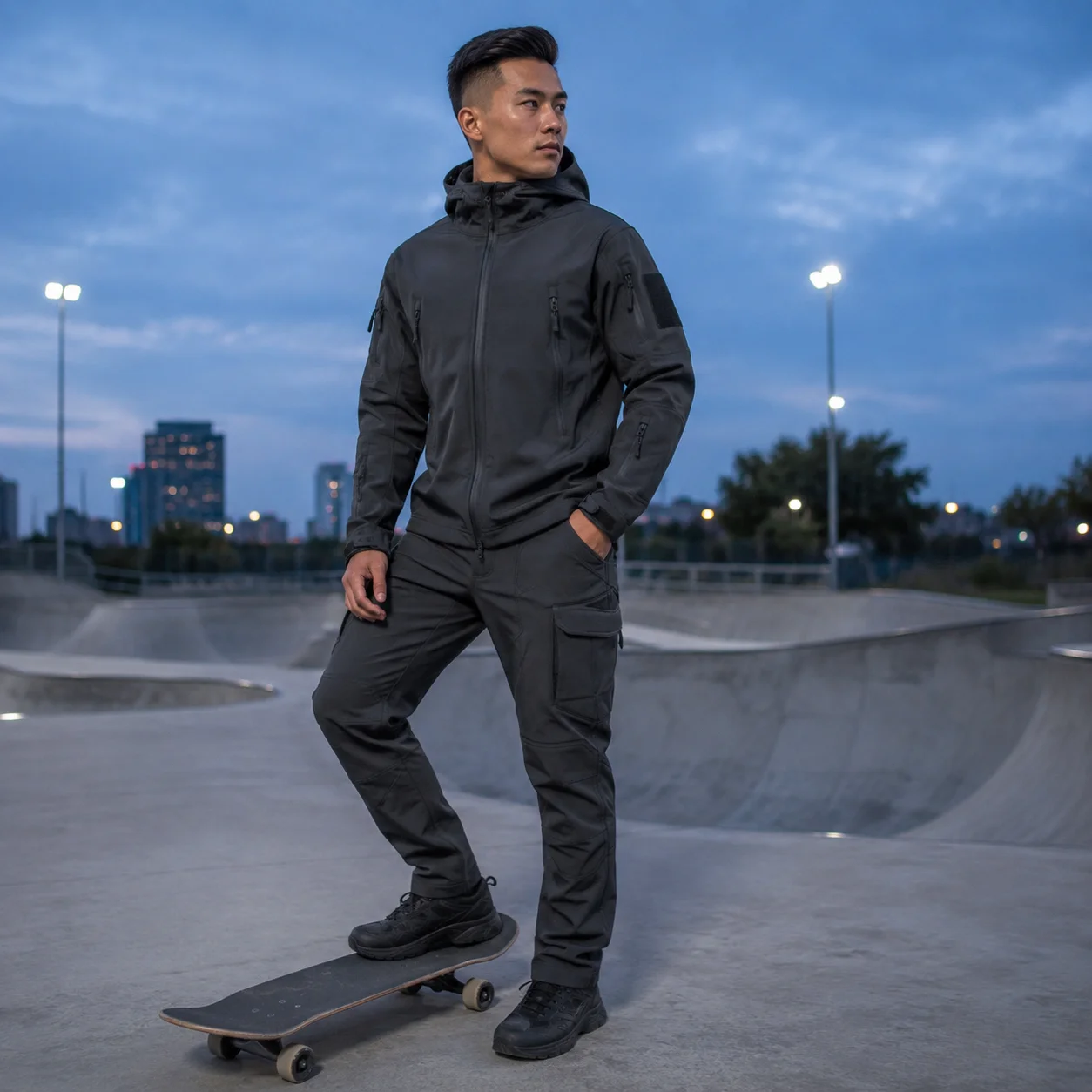 Mens Outdoor Shark Skin Softshell Jacket Set Spring Autumn Winter Military Windproof Breathable Fleece Lined
